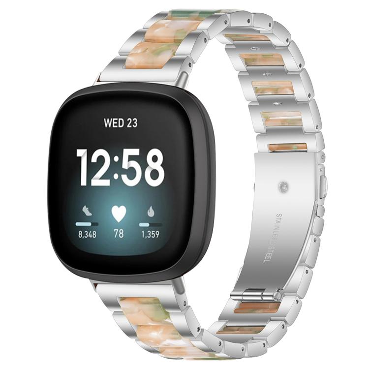 Bracelet de montre xDfind à trois perles en résine et métal, For Fitbit Versa 4 / 3 / Sense 2 / Sense