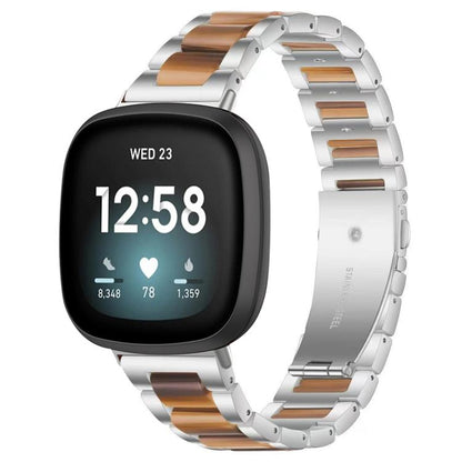 Bracelet de montre xDfind à trois perles en résine et métal, For Fitbit Versa 4 / 3 / Sense 2 / Sense