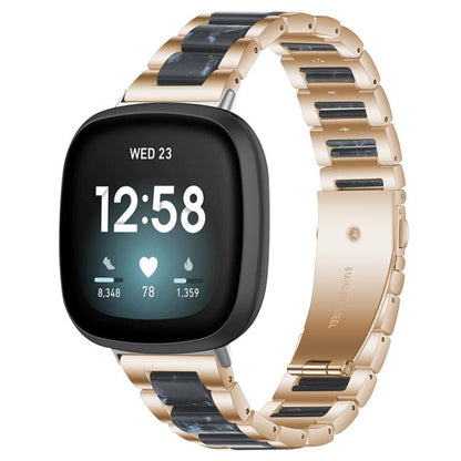 Bracelet de montre xDfind à trois perles en résine et métal, For Fitbit Versa 4 / 3 / Sense 2 / Sense