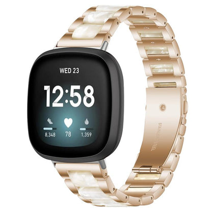 Bracelet de montre xDfind à trois perles en résine et métal, For Fitbit Versa 4 / 3 / Sense 2 / Sense