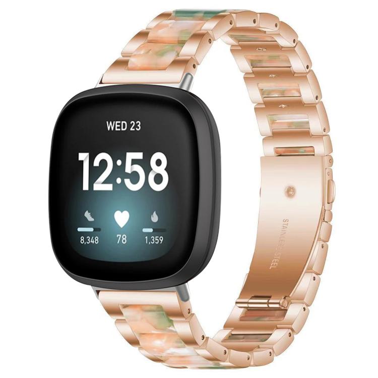 Bracelet de montre xDfind à trois perles en résine et métal, For Fitbit Versa 4 / 3 / Sense 2 / Sense
