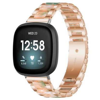 Bracelet de montre xDfind à trois perles en résine et métal, For Fitbit Versa 4 / 3 / Sense 2 / Sense