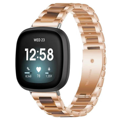 Bracelet de montre xDfind à trois perles en résine et métal, For Fitbit Versa 4 / 3 / Sense 2 / Sense