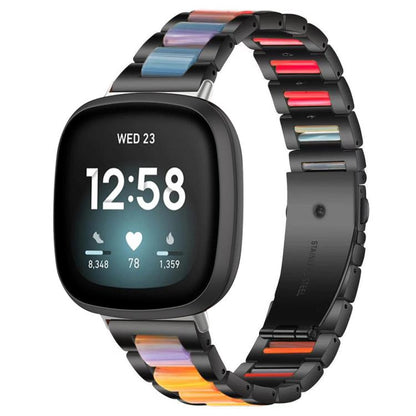 Bracelet de montre xDfind à trois perles en résine et métal, For Fitbit Versa 4 / 3 / Sense 2 / Sense