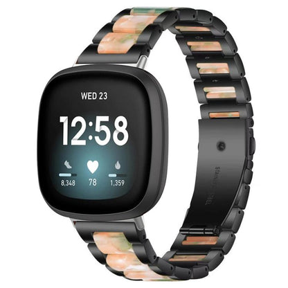 Bracelet de montre xDfind à trois perles en résine et métal, For Fitbit Versa 4 / 3 / Sense 2 / Sense