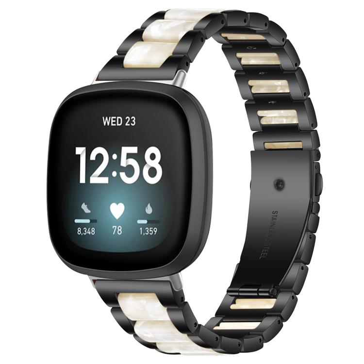 Bracelet de montre xDfind à trois perles en résine et métal, For Fitbit Versa 4 / 3 / Sense 2 / Sense