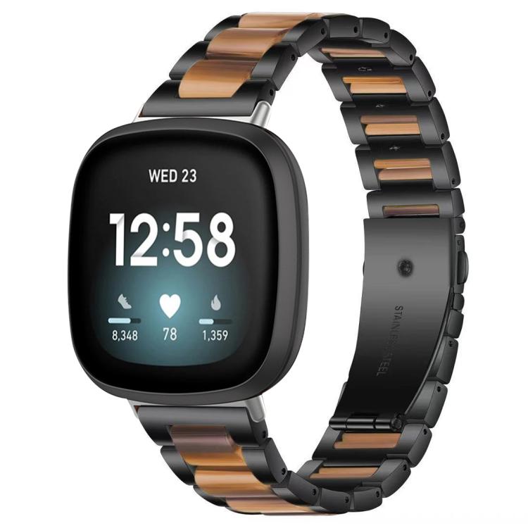 Bracelet de montre xDfind à trois perles en résine et métal, For Fitbit Versa 4 / 3 / Sense 2 / Sense