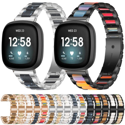 Bracelet de montre xDfind à trois perles en résine et métal, For Fitbit Versa 4 / 3 / Sense 2 / Sense