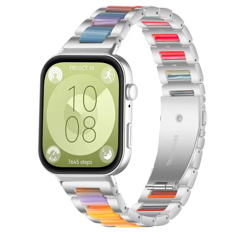 Bracelet de montre xDfind à trois perles en résine et métal, For Huawei Watch Fit4 / Fit4 Pro / Fit3, For Huawei Band 10 / 9 / 8