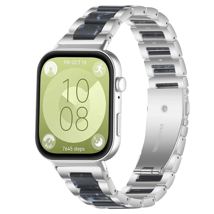 Bracelet de montre xDfind à trois perles en résine et métal, For Huawei Watch Fit4 / Fit4 Pro / Fit3, For Huawei Band 10 / 9 / 8