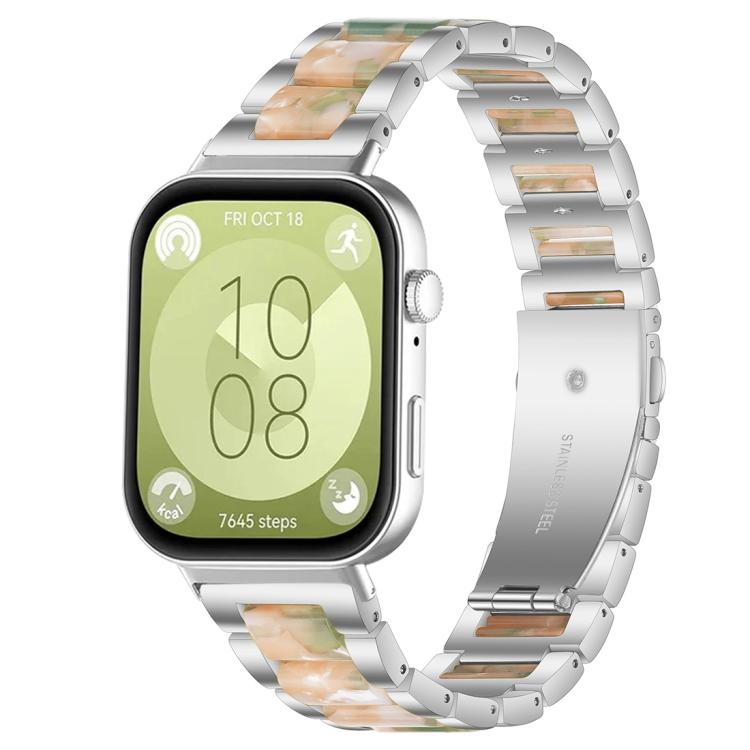Bracelet de montre xDfind à trois perles en résine et métal, For Huawei Watch Fit4 / Fit4 Pro / Fit3, For Huawei Band 10 / 9 / 8