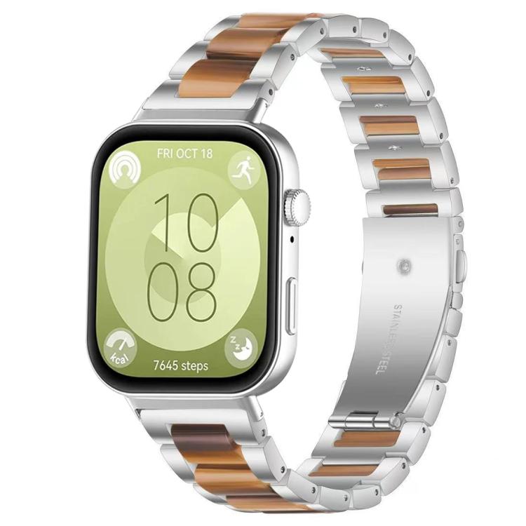 Bracelet de montre xDfind à trois perles en résine et métal, For Huawei Watch Fit4 / Fit4 Pro / Fit3, For Huawei Band 10 / 9 / 8