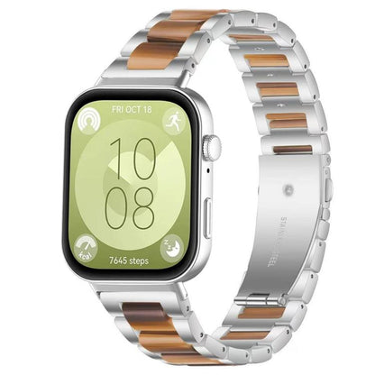 Bracelet de montre xDfind à trois perles en résine et métal, For Huawei Watch Fit4 / Fit4 Pro / Fit3, For Huawei Band 10 / 9 / 8