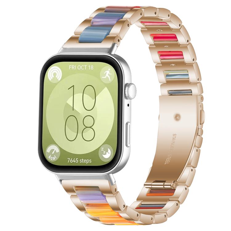 Bracelet de montre xDfind à trois perles en résine et métal, For Huawei Watch Fit4 / Fit4 Pro / Fit3, For Huawei Band 10 / 9 / 8