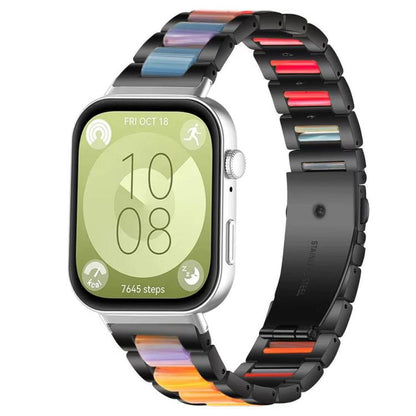 Bracelet de montre xDfind à trois perles en résine et métal, For Huawei Watch Fit4 / Fit4 Pro / Fit3, For Huawei Band 10 / 9 / 8