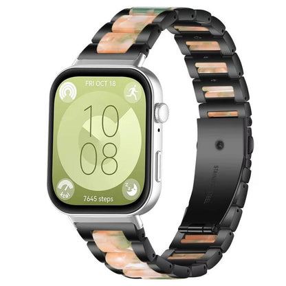 Bracelet de montre xDfind à trois perles en résine et métal, For Huawei Watch Fit4 / Fit4 Pro / Fit3, For Huawei Band 10 / 9 / 8