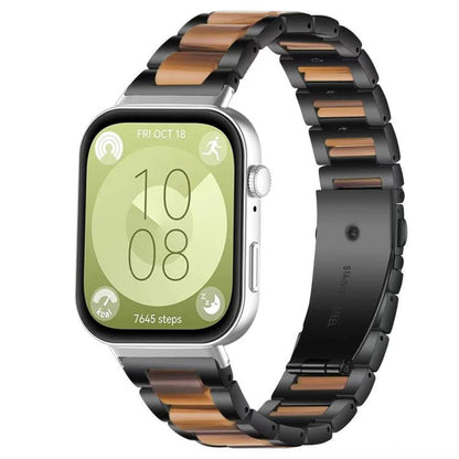 Bracelet de montre xDfind à trois perles en résine et métal, For Huawei Watch Fit4 / Fit4 Pro / Fit3, For Huawei Band 10 / 9 / 8
