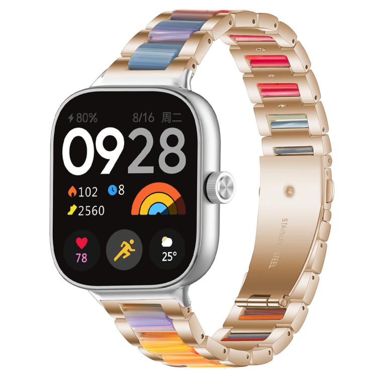 Bracelet de montre xDfind à trois perles en résine et métal, For Redmi Watch6/5/4/Xiaomi Band 9 Pro/8 Pro, For Xiaomi Smart Band 10 / 9 / 8, For Redmi Watch 3