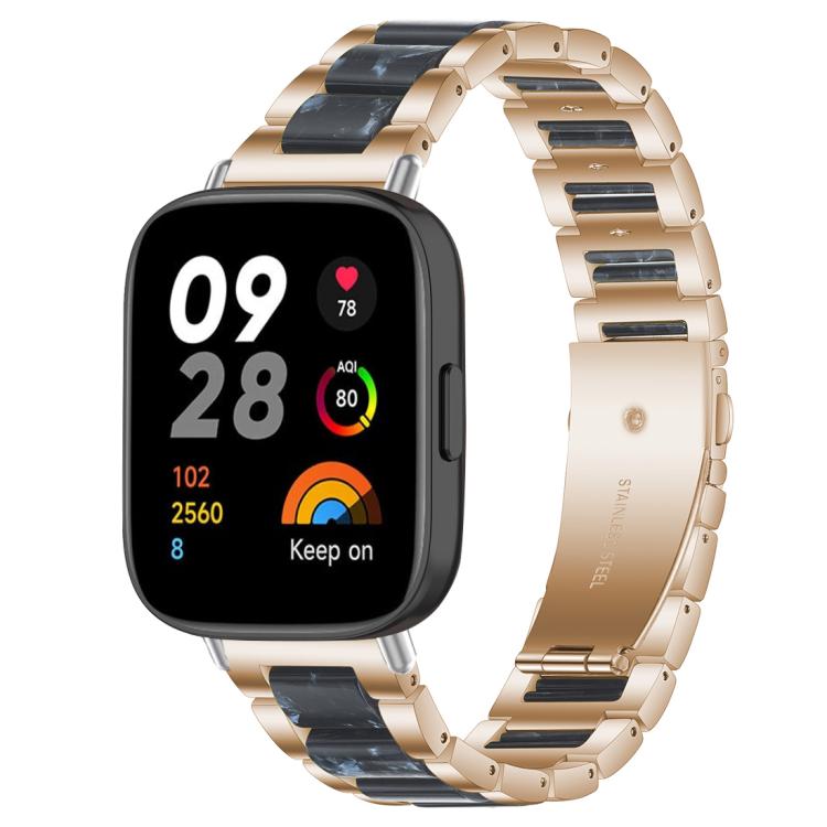 Bracelet de montre xDfind à trois perles en résine et métal, For Redmi Watch6/5/4/Xiaomi Band 9 Pro/8 Pro, For Xiaomi Smart Band 10 / 9 / 8, For Redmi Watch 3