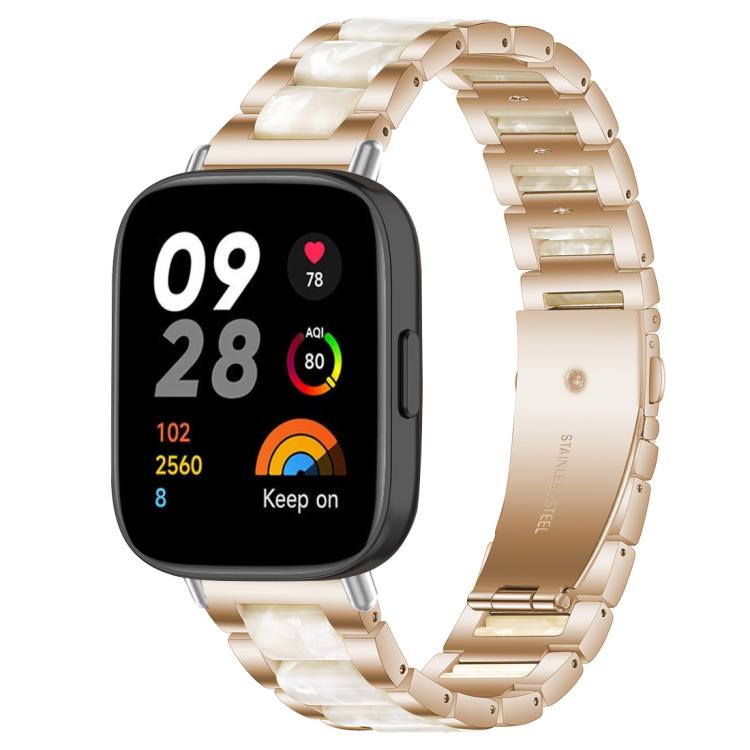 Bracelet de montre xDfind à trois perles en résine et métal, For Redmi Watch6/5/4/Xiaomi Band 9 Pro/8 Pro, For Xiaomi Smart Band 10 / 9 / 8, For Redmi Watch 3