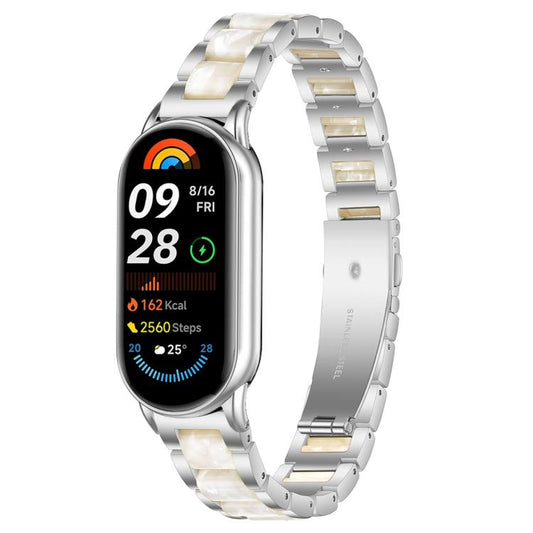 Bracelet de montre xDfind à trois perles en résine et métal, For Xiaomi Smart Band 11 / 10 / 9 / 8, For Xiaomi Band 10 Pro/9 Pro/Redmi Watch6/5/4, For Redmi Watch 3