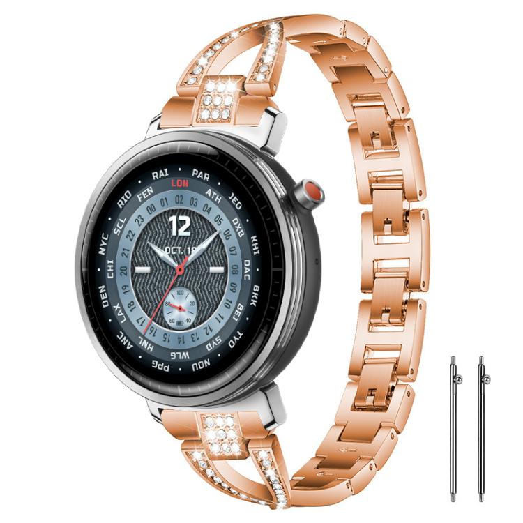 Bracelet de montre en métal xDfind à une rangée de diamants en forme de X, 22mm, 20mm, 18mm