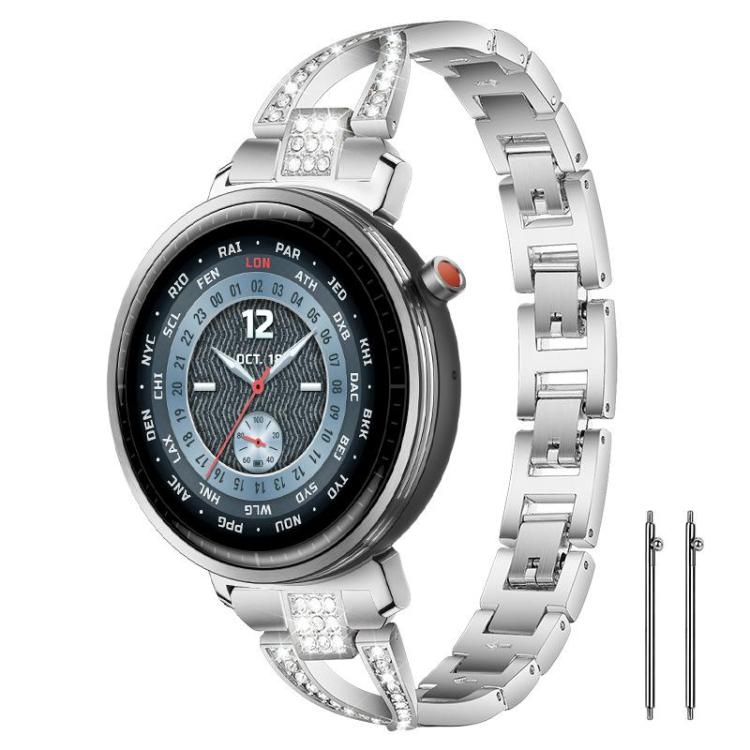 Bracelet de montre en métal xDfind à une rangée de diamants en forme de X, 22mm, 20mm, 18mm