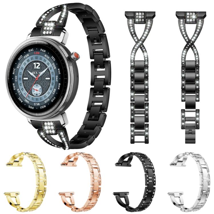Bracelet de montre en métal xDfind à une rangée de diamants en forme de X, 22mm, 20mm, 18mm