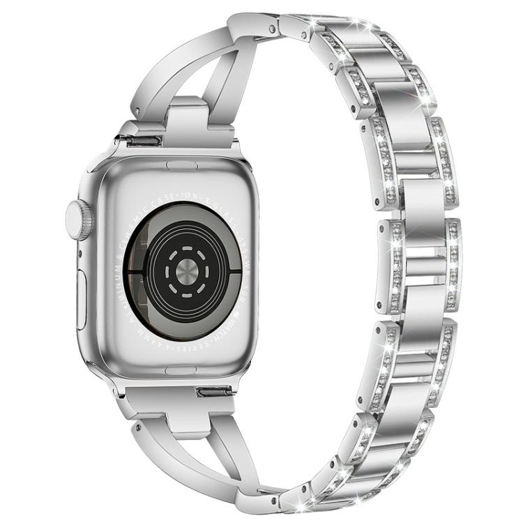 Bracelet de montre en métal xDfind à une rangée de diamants en forme de X, For Apple Watch 42 / 44 / 45 / 46 / 49mm, For Apple Watch 38 / 40 / 41 / S10 42mm