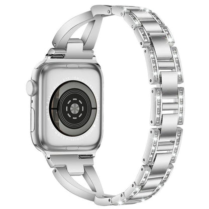 Bracelet de montre en métal xDfind à une rangée de diamants en forme de X, For Apple Watch 42 / 44 / 45 / 46 / 49mm, For Apple Watch 38 / 40 / 41 / S10 42mm