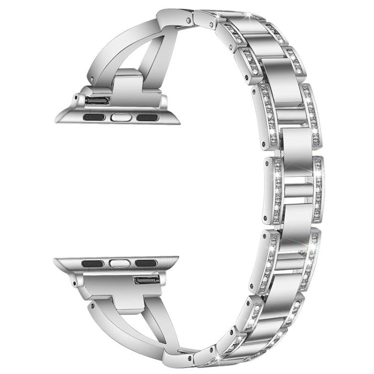 Bracelet de montre en métal xDfind à une rangée de diamants en forme de X, For Apple Watch 42 / 44 / 45 / 46 / 49mm, For Apple Watch 38 / 40 / 41 / S10 42mm