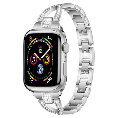 Bracelet de montre en métal xDfind à une rangée de diamants en forme de X, For Apple Watch 42 / 44 / 45 / 46 / 49mm, For Apple Watch 38 / 40 / 41 / S10 42mm