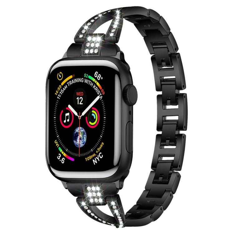 Bracelet de montre en métal xDfind à une rangée de diamants en forme de X, For Apple Watch 42 / 44 / 45 / 46 / 49mm, For Apple Watch 38 / 40 / 41 / S10 42mm