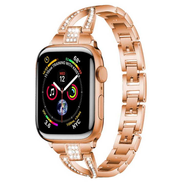 Bracelet de montre en métal xDfind à une rangée de diamants en forme de X, For Apple Watch 42 / 44 / 45 / 46 / 49mm, For Apple Watch 38 / 40 / 41 / S10 42mm