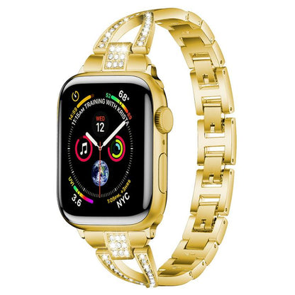 Bracelet de montre en métal xDfind à une rangée de diamants en forme de X, For Apple Watch 42 / 44 / 45 / 46 / 49mm, For Apple Watch 38 / 40 / 41 / S10 42mm