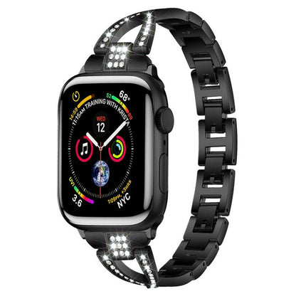Bracelet de montre en métal xDfind à une rangée de diamants en forme de X, For Apple Watch 42 / 44 / 45 / 46 / 49mm, For Apple Watch 38 / 40 / 41 / S10 42mm
