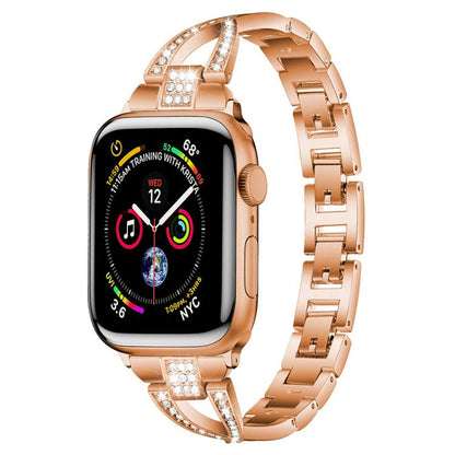 Bracelet de montre en métal xDfind à une rangée de diamants en forme de X, For Apple Watch 42 / 44 / 45 / 46 / 49mm, For Apple Watch 38 / 40 / 41 / S10 42mm