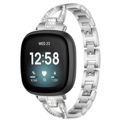 Bracelet de montre en métal xDfind à une rangée de diamants en forme de X, For Fitbit Versa 4 / 3 / Sense 2 / Sense