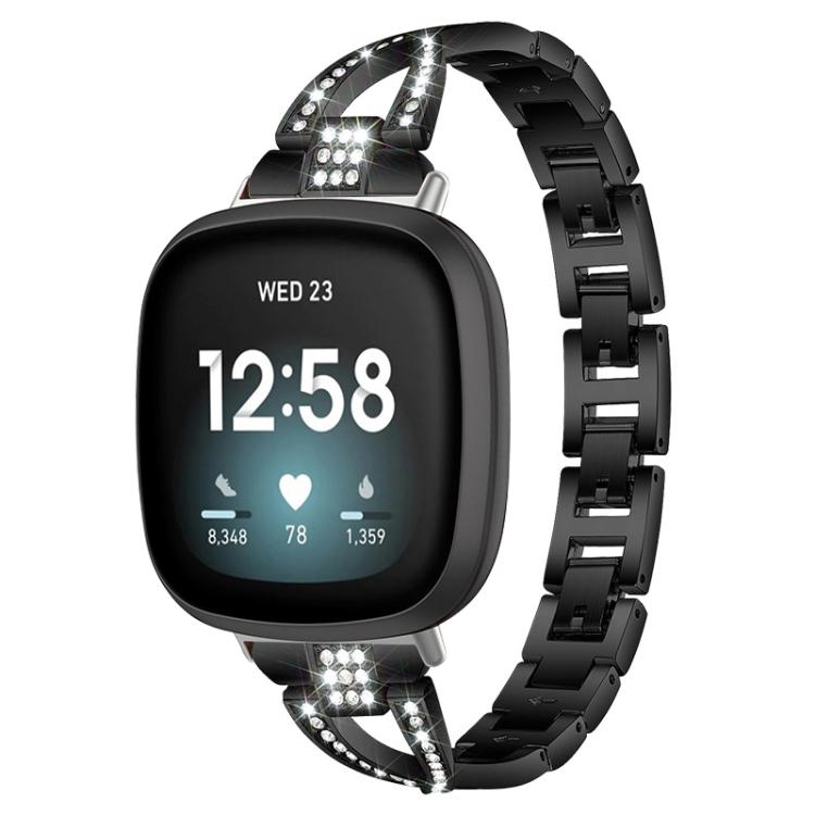 Bracelet de montre en métal xDfind à une rangée de diamants en forme de X, For Fitbit Versa 4 / 3 / Sense 2 / Sense