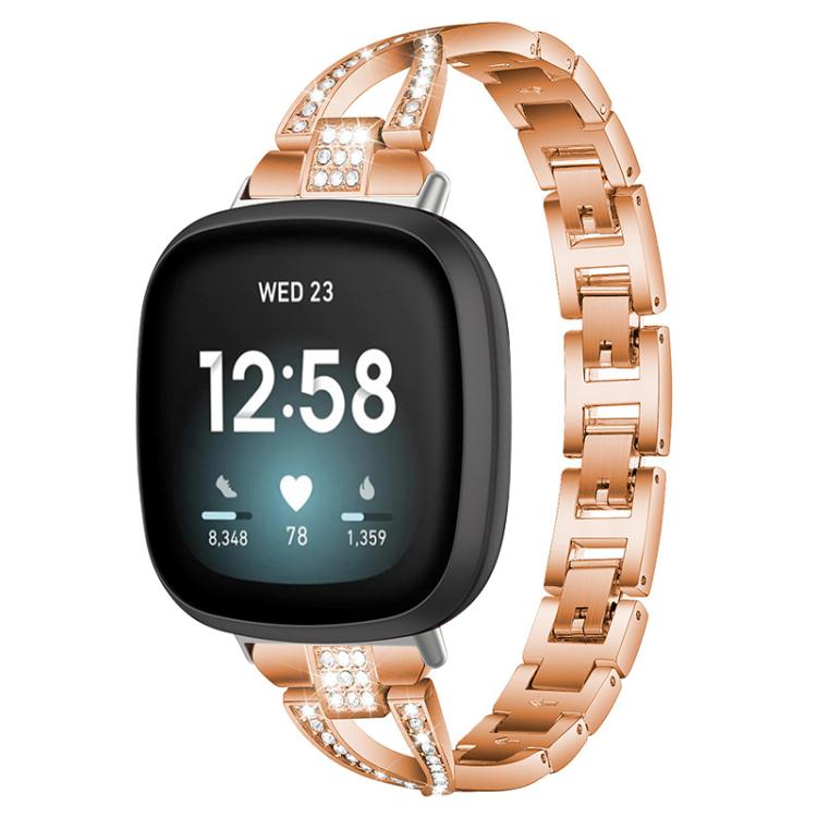 Bracelet de montre en métal xDfind à une rangée de diamants en forme de X, For Fitbit Versa 4 / 3 / Sense 2 / Sense