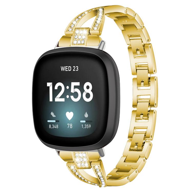 Bracelet de montre en métal xDfind à une rangée de diamants en forme de X, For Fitbit Versa 4 / 3 / Sense 2 / Sense