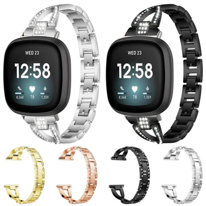 Bracelet de montre en métal xDfind à une rangée de diamants en forme de X, For Fitbit Versa 4 / 3 / Sense 2 / Sense