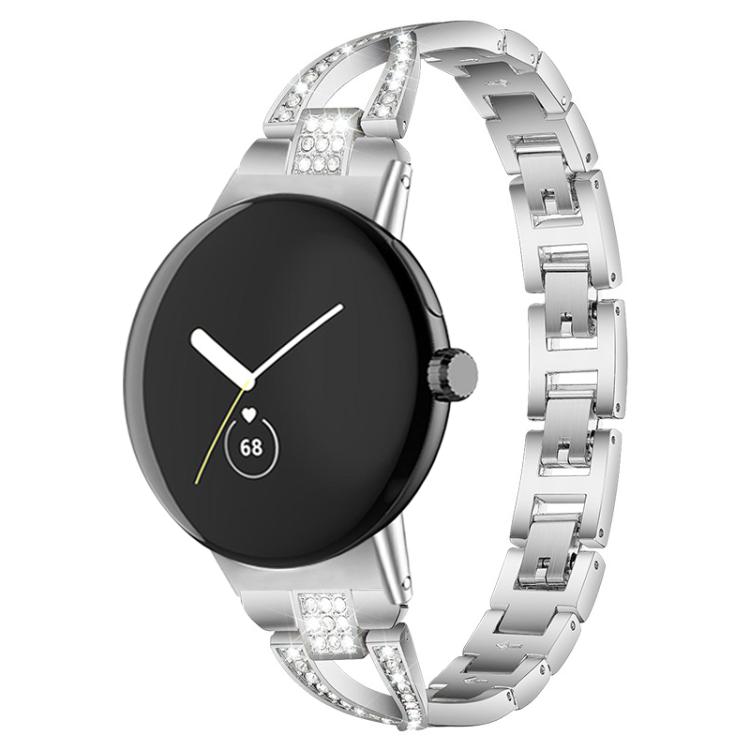 Bracelet de montre en métal xDfind à une rangée de diamants en forme de X, For Google Pixel Watch 4 / 3 / 2 / 1 41mm