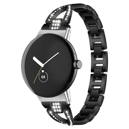 Bracelet de montre en métal xDfind à une rangée de diamants en forme de X, For Google Pixel Watch 4 / 3 / 2 / 1 41mm