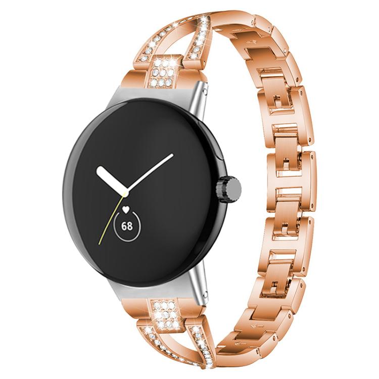 Bracelet de montre en métal xDfind à une rangée de diamants en forme de X, For Google Pixel Watch 4 / 3 / 2 / 1 41mm