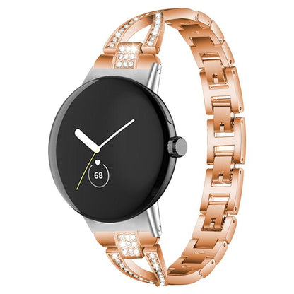 Bracelet de montre en métal xDfind à une rangée de diamants en forme de X, For Google Pixel Watch 4 / 3 / 2 / 1 41mm