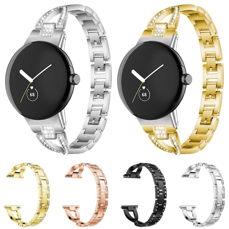 Bracelet de montre en métal xDfind à une rangée de diamants en forme de X, For Google Pixel Watch 4 / 3 / 2 / 1 41mm