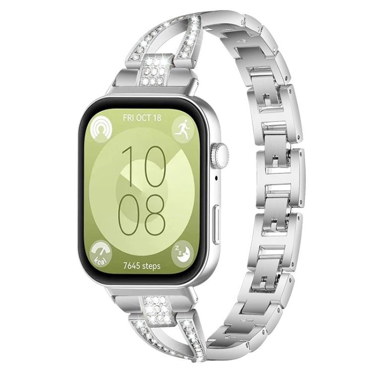 Bracelet de montre en métal xDfind à une rangée de diamants en forme de X, For Huawei Watch Fit4 / Fit4 Pro / Fit3