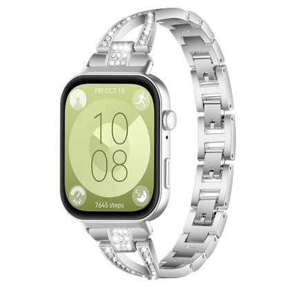 Bracelet de montre en métal xDfind à une rangée de diamants en forme de X, For Huawei Watch Fit4 / Fit4 Pro / Fit3