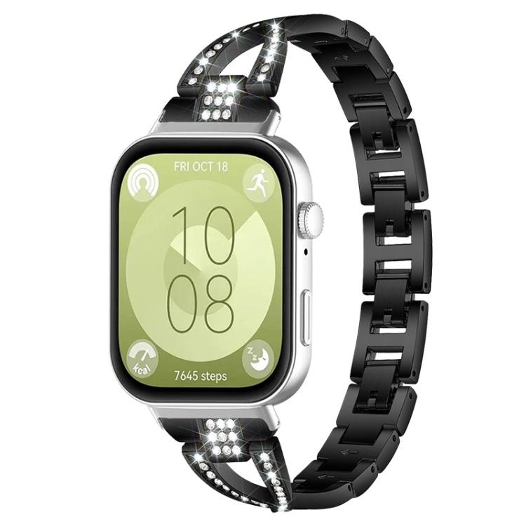 Bracelet de montre en métal xDfind à une rangée de diamants en forme de X, For Huawei Watch Fit4 / Fit4 Pro / Fit3